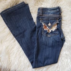Miss Me Cowprint Dark Wash Bootcut Jeans